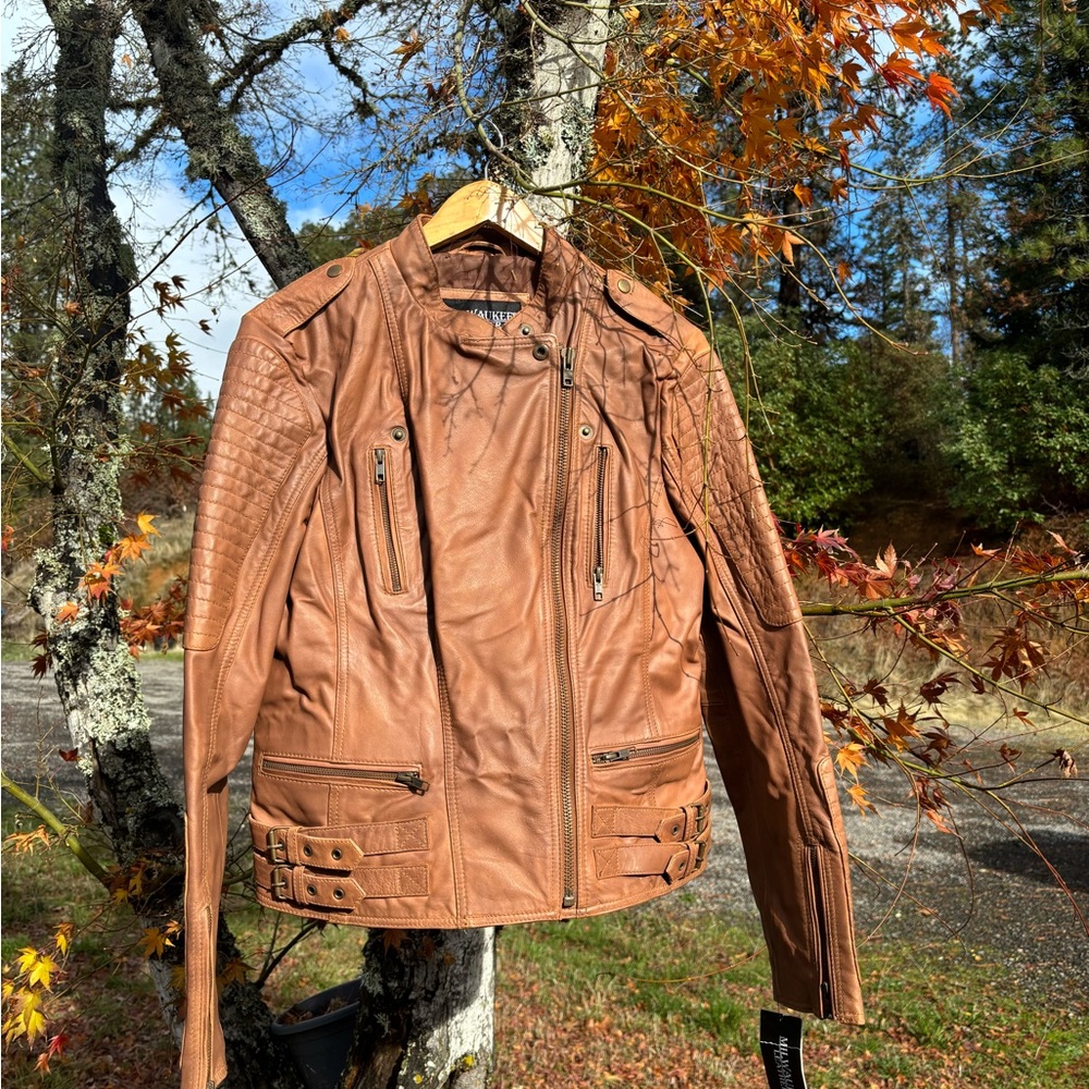 Women’s Brown Leather Moto Jacket